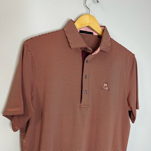 Greyson Performance Golf Polo Shirt Men’s M Button Down Striped Red - Picture 2 of 8
